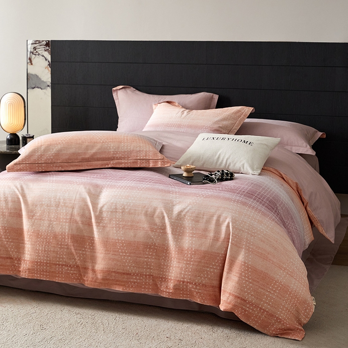 梧桐树 2025新款100%全棉纯棉磨毛四件套-现代轻奢系列 535流光益彩-桔