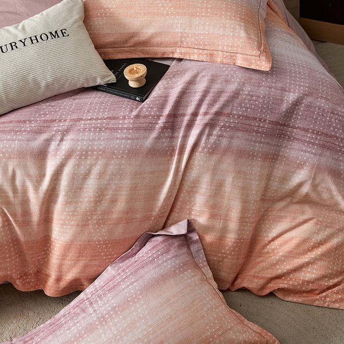 91家纺网 家纺一手货源 找家纺 梧桐树 2025新款100%全棉纯棉磨毛四件套-现代轻奢系列 535流光益彩-桔