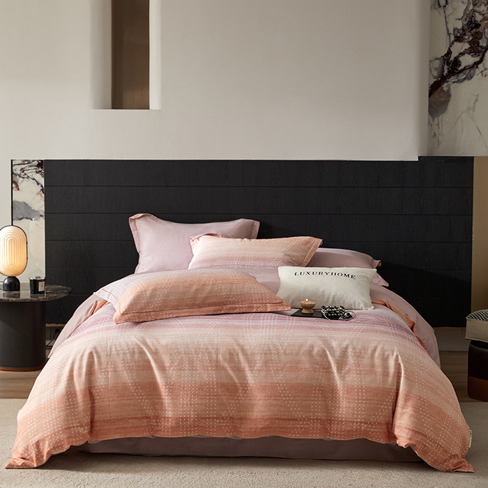 91家纺网 家纺一手货源 找家纺 梧桐树 2025新款100%全棉纯棉磨毛四件套-现代轻奢系列 535流光益彩-桔