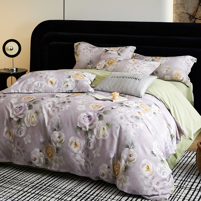 91家纺网 家纺一手货源 找家纺 梧桐树 2025新款100%全棉纯棉磨毛四件套-现代轻奢系列 536意境灰