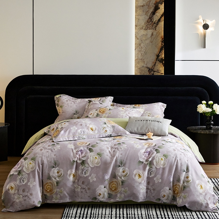 91家纺网 家纺一手货源 找家纺 梧桐树 2025新款100%全棉纯棉磨毛四件套-现代轻奢系列 536意境灰