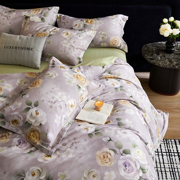 91家纺网 家纺一手货源 找家纺 梧桐树 2025新款100%全棉纯棉磨毛四件套-现代轻奢系列 536意境灰