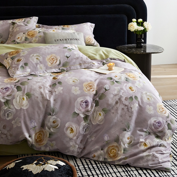 91家纺网 家纺一手货源 找家纺 梧桐树 2025新款100%全棉纯棉磨毛四件套-现代轻奢系列 536意境灰