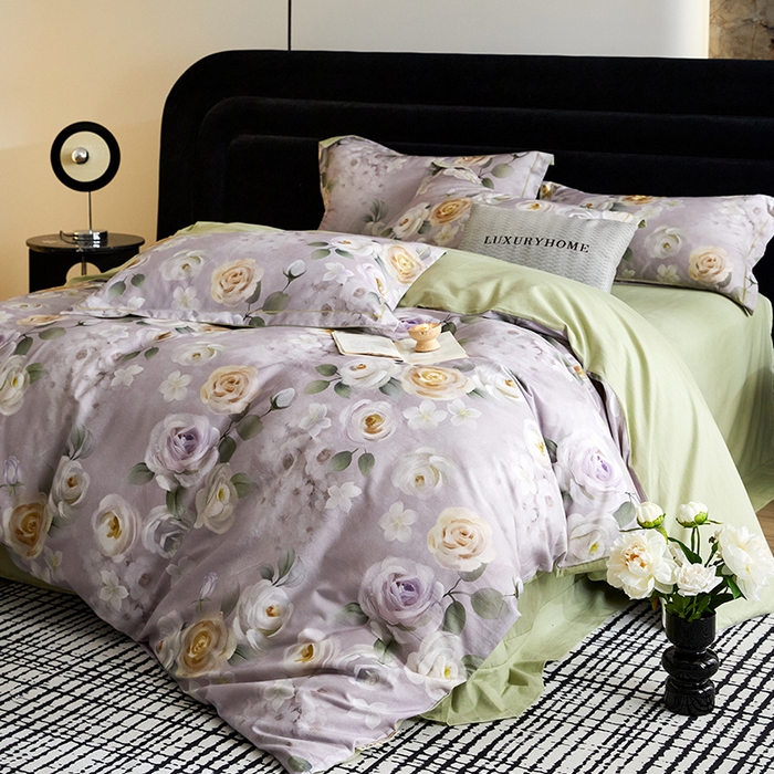 91家纺网 家纺一手货源 找家纺 梧桐树 2025新款100%全棉纯棉磨毛四件套-现代轻奢系列 536意境灰