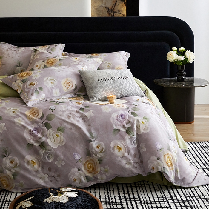 91家纺网 家纺一手货源 找家纺 梧桐树 2025新款100%全棉纯棉磨毛四件套-现代轻奢系列 536意境灰