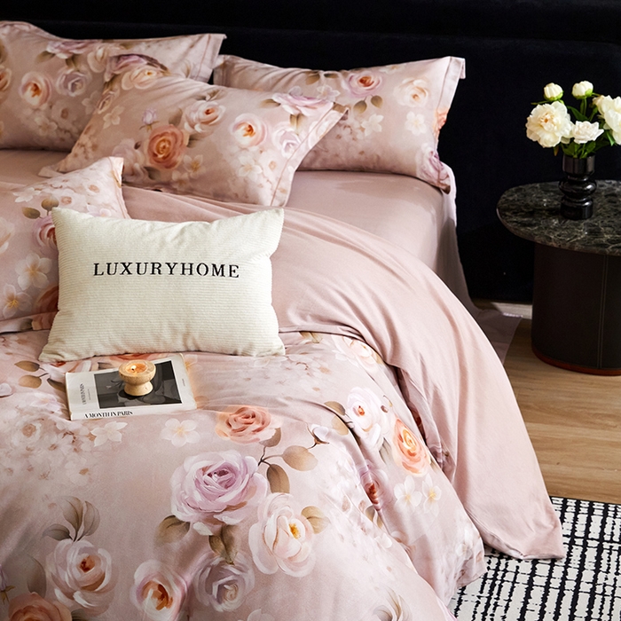 91家纺网 家纺一手货源 找家纺 梧桐树 2025新款100%全棉纯棉磨毛四件套-现代轻奢系列 537意境咖