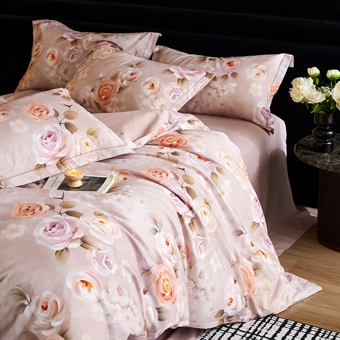 91家纺网 家纺一手货源 找家纺 梧桐树 2025新款100%全棉纯棉磨毛四件套-现代轻奢系列 537意境咖