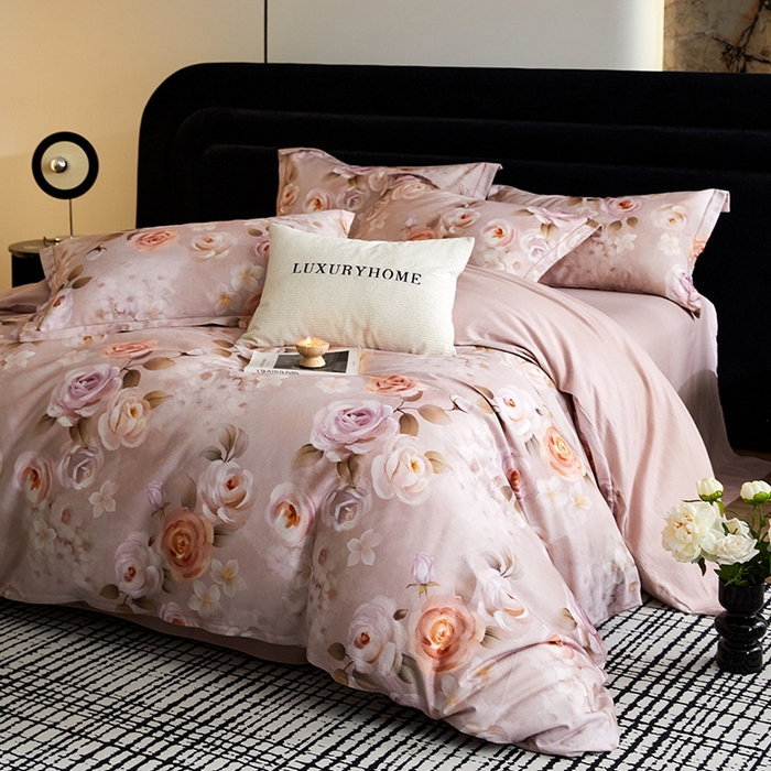 91家纺网 家纺一手货源 找家纺 梧桐树 2025新款100%全棉纯棉磨毛四件套-现代轻奢系列 537意境咖