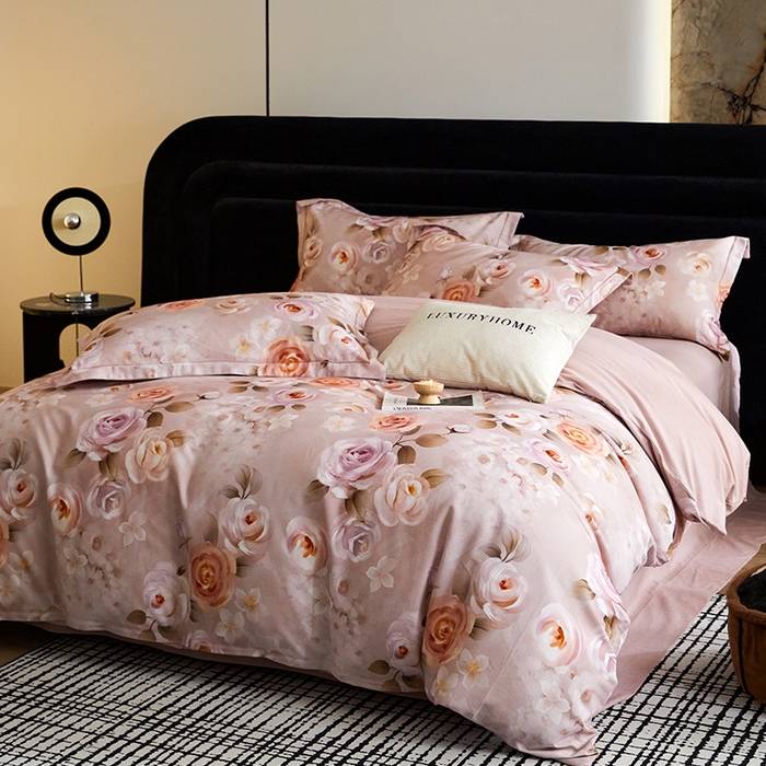 91家纺网 家纺一手货源 找家纺 梧桐树 2025新款100%全棉纯棉磨毛四件套-现代轻奢系列 537意境咖