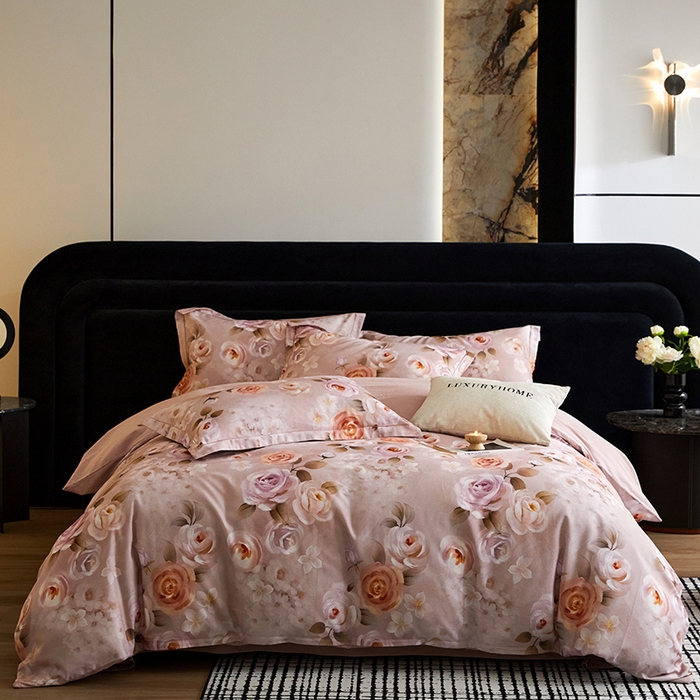 91家纺网 家纺一手货源 找家纺 梧桐树 2025新款100%全棉纯棉磨毛四件套-现代轻奢系列 537意境咖