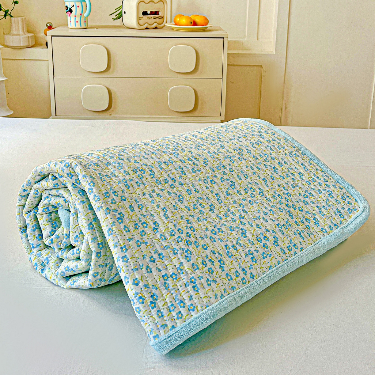 91家纺网 家纺一手货源 找家纺 恒尚居 2025新款学生床盖纯棉牛奶绒 正反两用夹棉床单床垫-秋冬款 四季通用-系列二 雪兰【A纯棉-B宝宝绒】