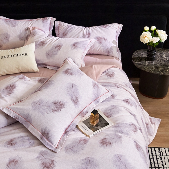 91家纺网 家纺一手货源 找家纺 梧桐树 2025新款100%全棉纯棉磨毛四件套-现代轻奢系列 539香颂-咖