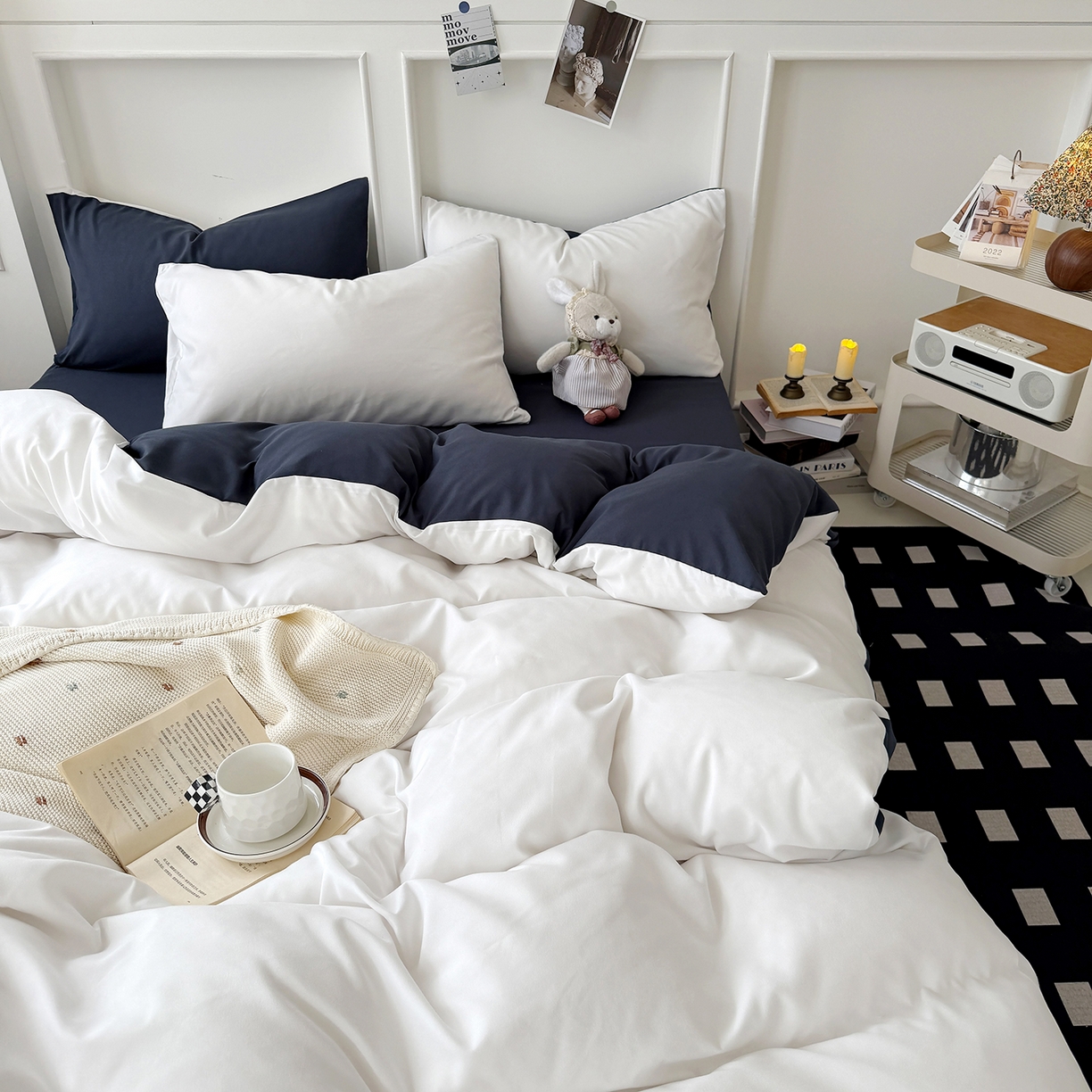 91家纺网 家纺一手货源 找家纺 （总）纽维斯 2025新款水洗棉云朵棉纯色双拼磨毛四件套