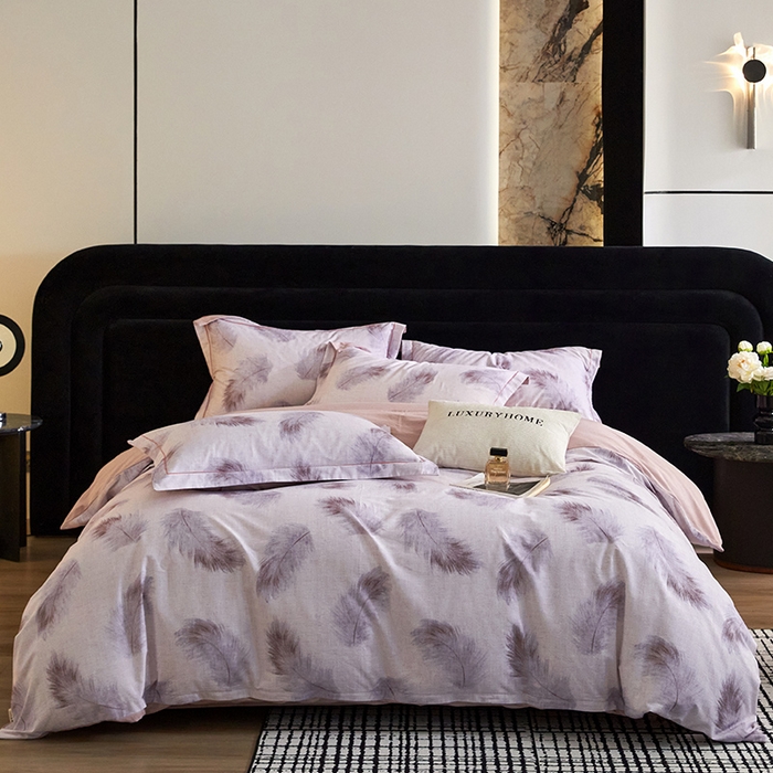 91家纺网 家纺一手货源 找家纺 梧桐树 2025新款100%全棉纯棉磨毛四件套-现代轻奢系列 539香颂-咖