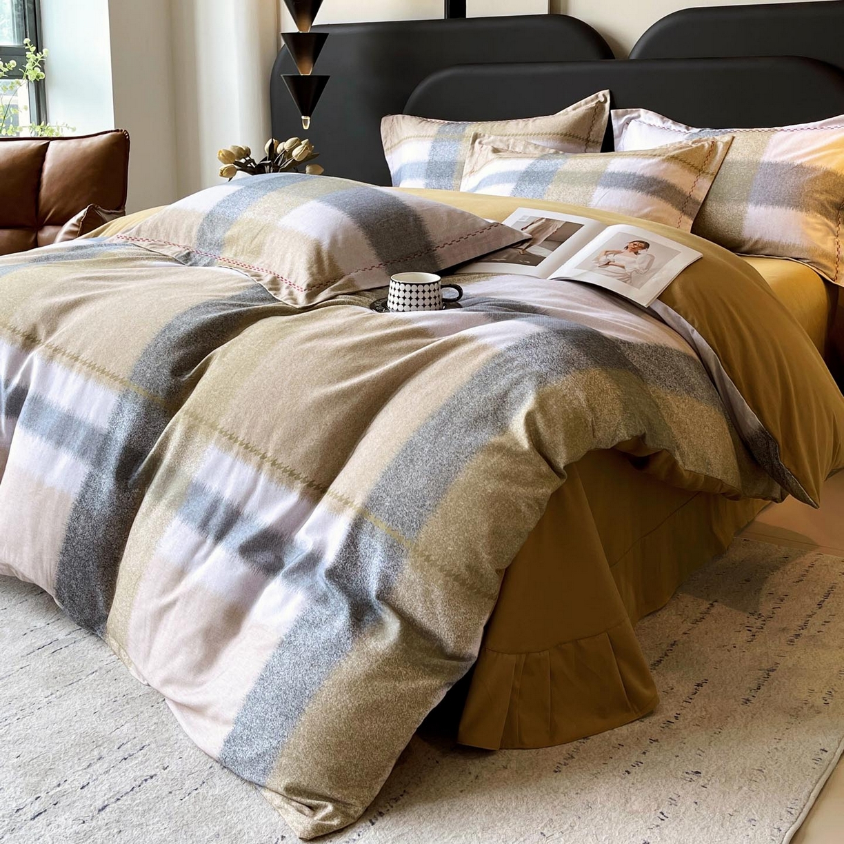 91家纺网 家纺一手货源 找家纺 麦田家纺 2025新款疆大白全棉纯棉加厚生态磨毛四件套 布鲁尼-绿