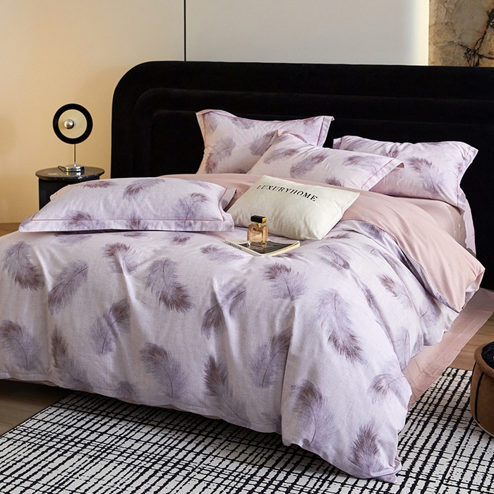 91家纺网 家纺一手货源 找家纺 梧桐树 2025新款100%全棉纯棉磨毛四件套-现代轻奢系列 539香颂-咖