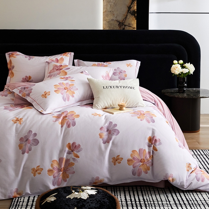 91家纺网 家纺一手货源 找家纺 梧桐树 2025新款100%全棉纯棉磨毛四件套-现代轻奢系列 540满园春色