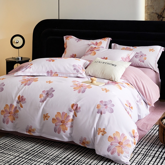 91家纺网 家纺一手货源 找家纺 梧桐树 2025新款100%全棉纯棉磨毛四件套-现代轻奢系列 540满园春色