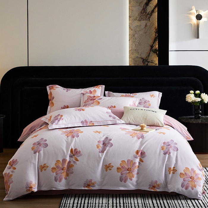 91家纺网 家纺一手货源 找家纺 梧桐树 2025新款100%全棉纯棉磨毛四件套-现代轻奢系列 540满园春色