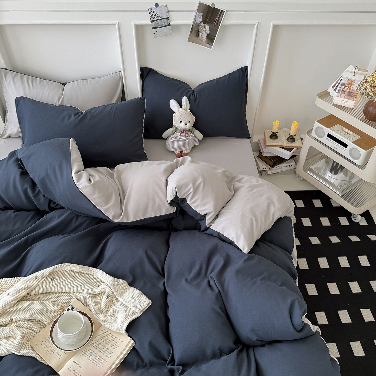 91家纺网 家纺一手货源 找家纺 （总）纽维斯 2025新款水洗棉云朵棉纯色双拼磨毛四件套