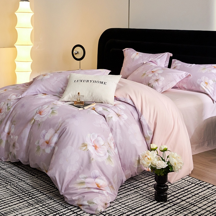 梧桐树 2025新款100%全棉纯棉磨毛四件套-现代轻奢系列 541莉亚-粉