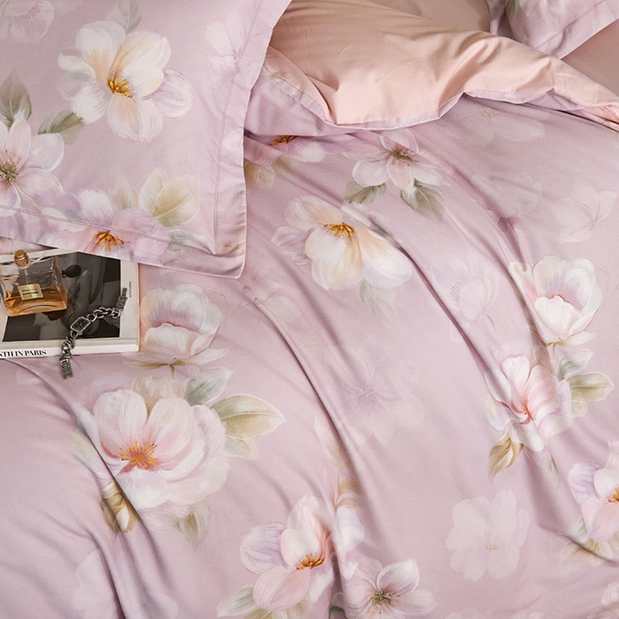 91家纺网 家纺一手货源 找家纺 梧桐树 2025新款100%全棉纯棉磨毛四件套-现代轻奢系列 541莉亚-粉