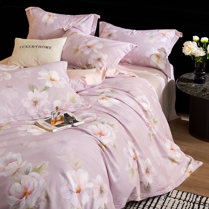 91家纺网 家纺一手货源 找家纺 梧桐树 2025新款100%全棉纯棉磨毛四件套-现代轻奢系列 541莉亚-粉