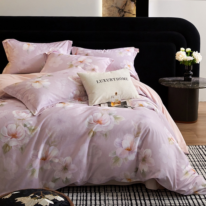 91家纺网 家纺一手货源 找家纺 梧桐树 2025新款100%全棉纯棉磨毛四件套-现代轻奢系列 541莉亚-粉