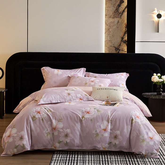 91家纺网 家纺一手货源 找家纺 梧桐树 2025新款100%全棉纯棉磨毛四件套-现代轻奢系列 541莉亚-粉