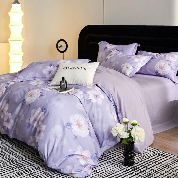 梧桐树 2025新款100%全棉纯棉磨毛四件套-现代轻奢系列 542莉亚-紫