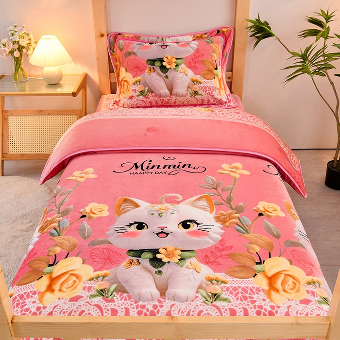 91家纺网 家纺一手货源 找家纺 （总）牵梦萦 2025新款牛奶绒学生三件套