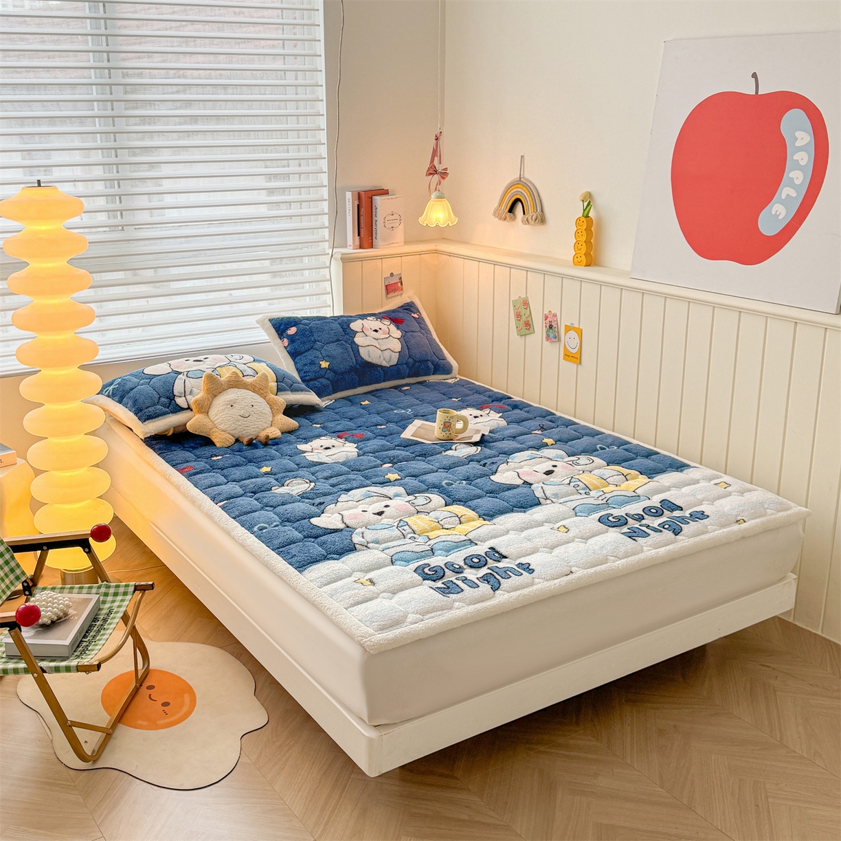 91家纺网 家纺一手货源 找家纺 雯豆家纺 2025新款泰迪绒夹棉床褥子学生宿舍床垫床护垫子加厚卡通保护垫 泰迪绒床褥-休闲假日