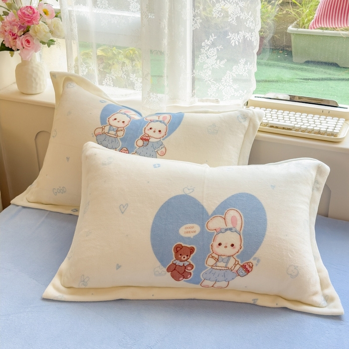 91家纺网 家纺一手货源 找家纺 丝羽坊 2025新款200克加厚小清新牛奶绒床单款 床笠款四件套 被套 安妮兔