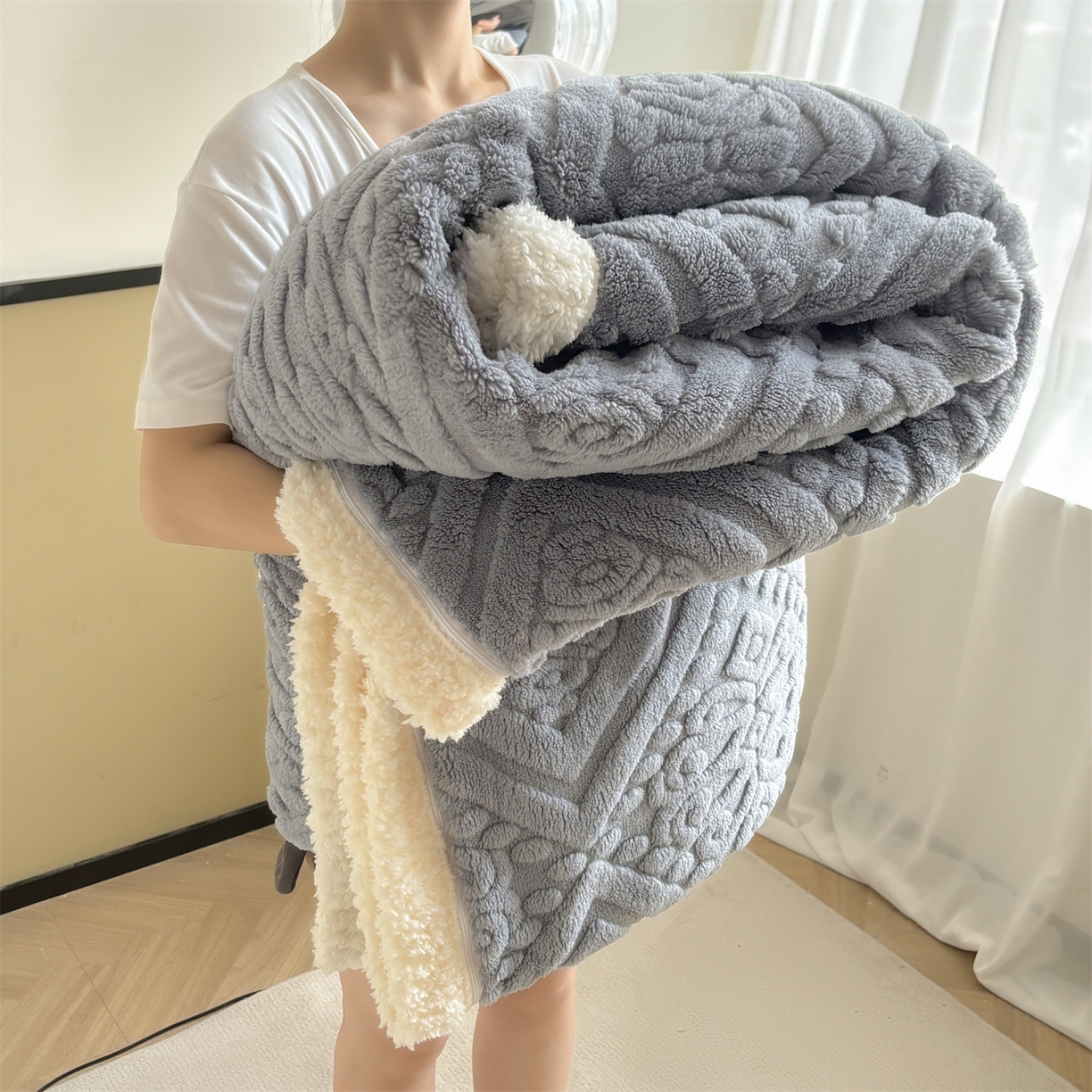 91家纺网 家纺一手货源 找家纺 雯豆家纺 2025秋冬新款塔芙绒毛毯被套两用毯子办公室居家披肩毯盖毯毯子-英伦