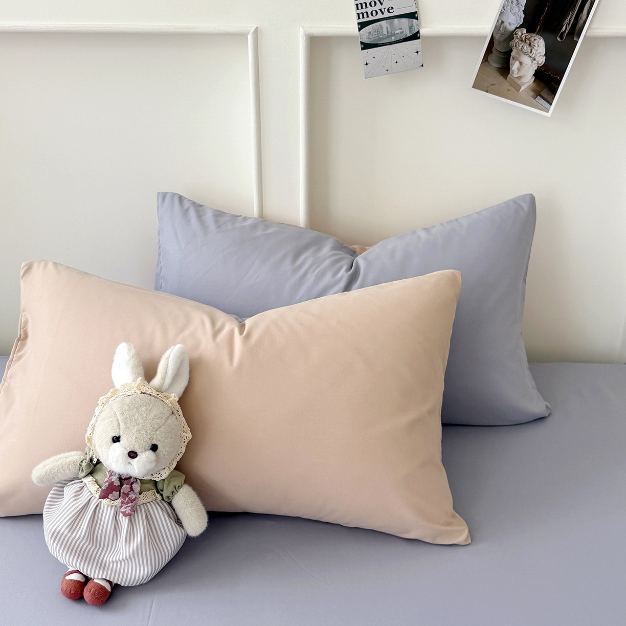 91家纺网 家纺一手货源 找家纺 纽维斯 2025新款水洗棉云朵棉纯色双拼磨毛四件套 奶茶山灰