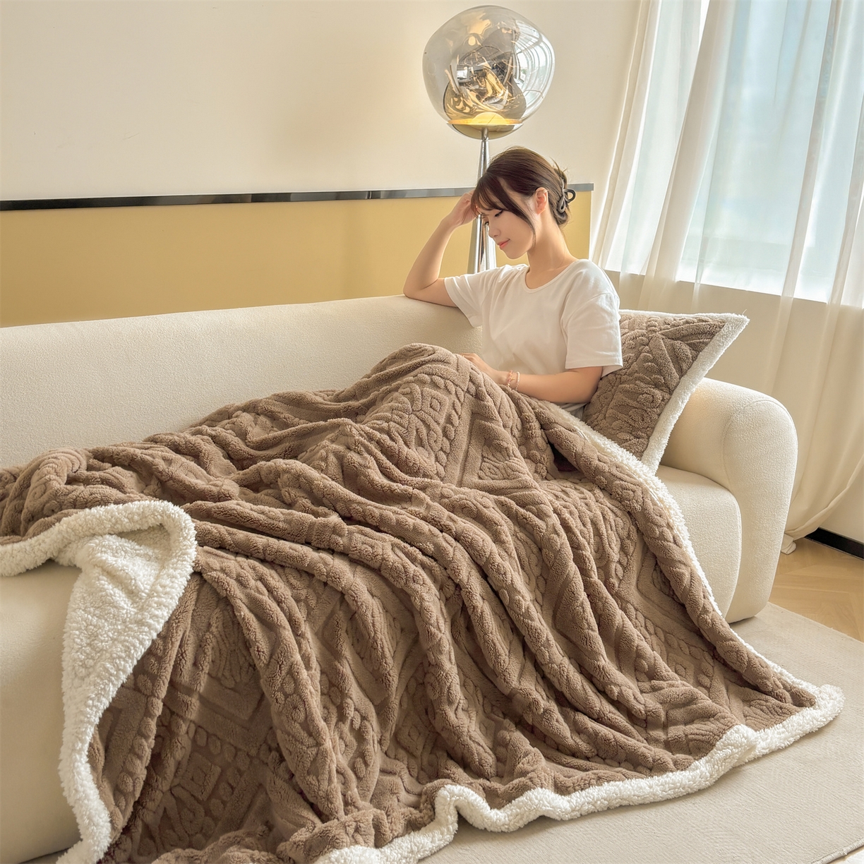 91家纺网 家纺一手货源 找家纺 雯豆家纺 2025秋冬新款塔芙绒毛毯被套两用毯子办公室居家披肩毯盖毯毯子-英伦