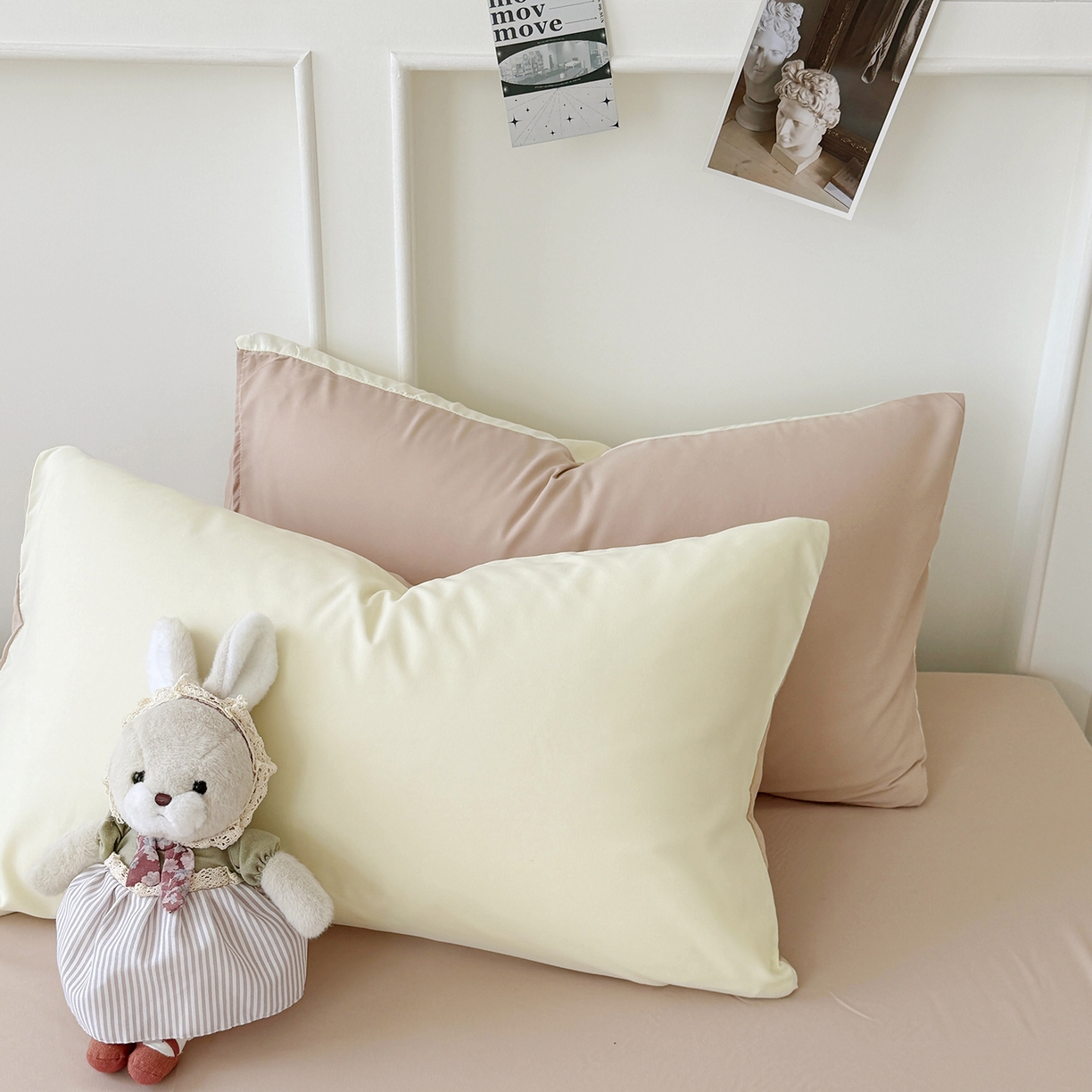 91家纺网 家纺一手货源 找家纺 纽维斯 2025新款水洗棉云朵棉纯色双拼磨毛四件套 芝士奶茶