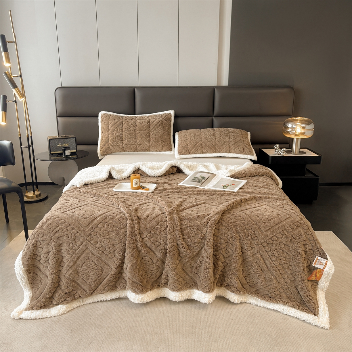 91家纺网 家纺一手货源 找家纺 雯豆家纺 2025秋冬新款塔芙绒毛毯被套两用毯子办公室居家披肩毯盖毯毯子-英伦 英伦-阳光驼