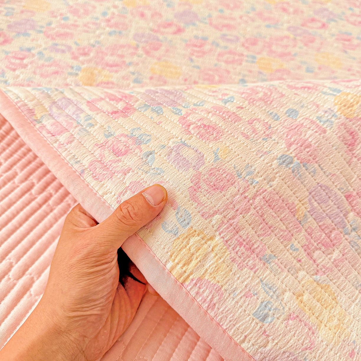 91家纺网 家纺一手货源 找家纺 （总）恒尚居 2025新款双层纱床盖床盖单品单床盖云感夹棉床单床垫软床垫-四季款【系列一】