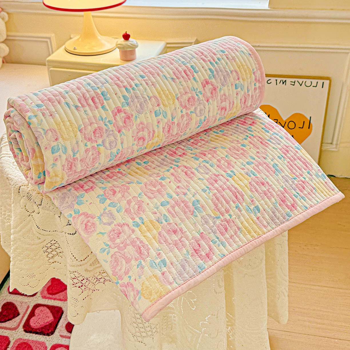 91家纺网 家纺一手货源 找家纺 （总）恒尚居 2025新款双层纱床盖床盖单品单床盖云感夹棉床单床垫软床垫-四季款【系列一】