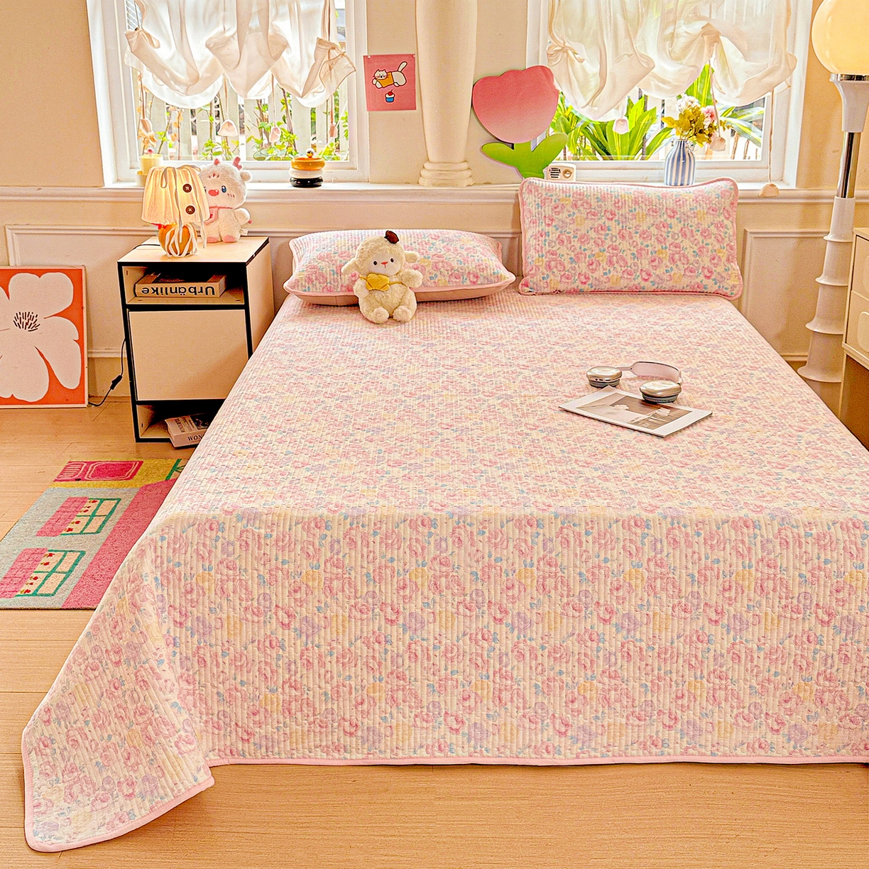 91家纺网 家纺一手货源 找家纺 （总）恒尚居 2025新款双层纱床盖床盖单品单床盖云感夹棉床单床垫软床垫-四季款【系列一】