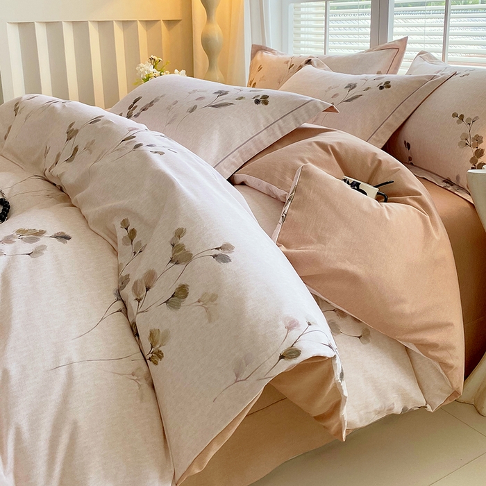 威布斯家居 2025新款新疆棉全棉纯棉生态加厚磨毛四件套 橘栀-粉