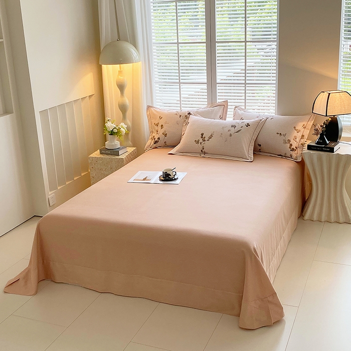 91家纺网 家纺一手货源 找家纺 威布斯家居 2025新款新疆棉全棉纯棉生态加厚磨毛四件套 橘栀-粉