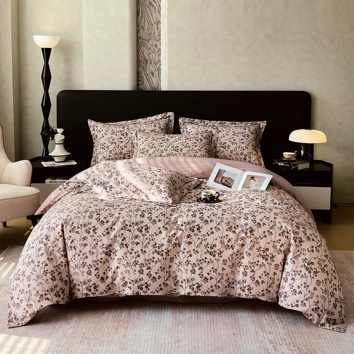 91家纺网 家纺一手货源 找家纺 麦田家纺 2025新款疆大白全棉纯棉加厚生态磨毛四件套 南枝-咖