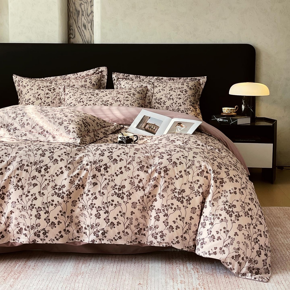 91家纺网 家纺一手货源 找家纺 麦田家纺 2025新款疆大白全棉纯棉加厚生态磨毛四件套 南枝-咖