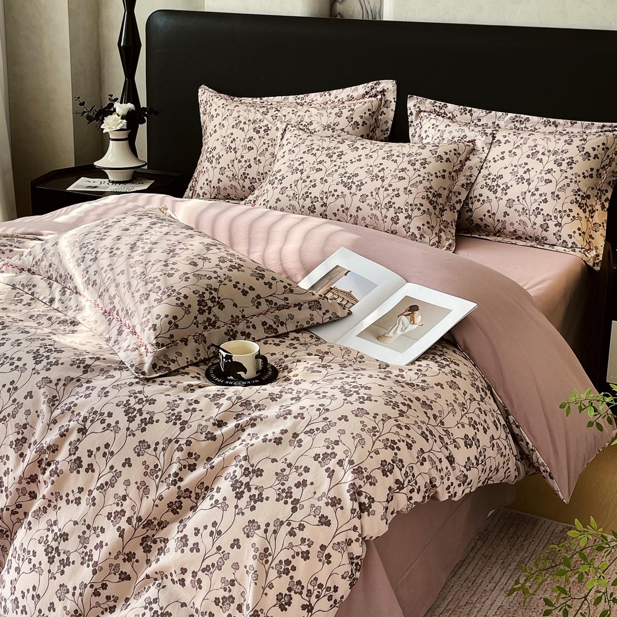 91家纺网 家纺一手货源 找家纺 麦田家纺 2025新款疆大白全棉纯棉加厚生态磨毛四件套 南枝-咖