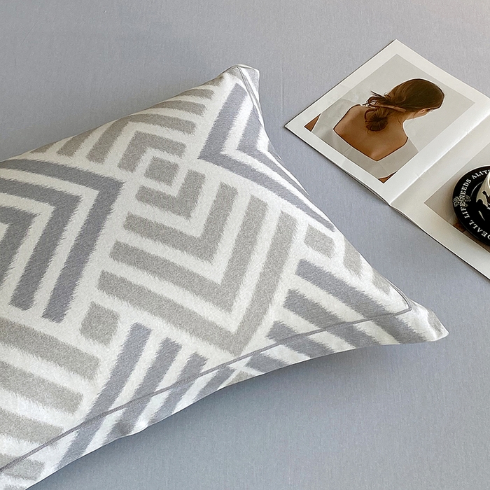 91家纺网 家纺一手货源 找家纺 威布斯家居 2025新款新疆棉全棉纯棉生态加厚磨毛四件套 半舟-灰