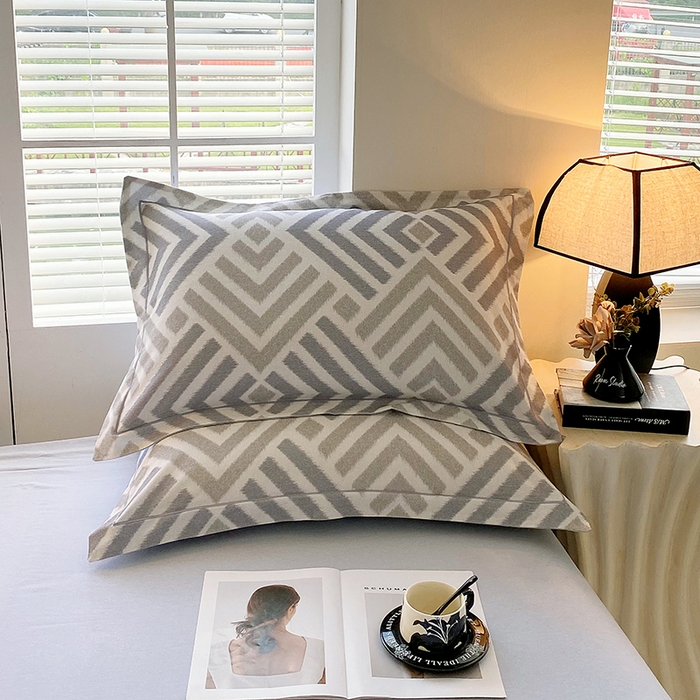 91家纺网 家纺一手货源 找家纺 威布斯家居 2025新款新疆棉全棉纯棉生态加厚磨毛四件套 半舟-灰