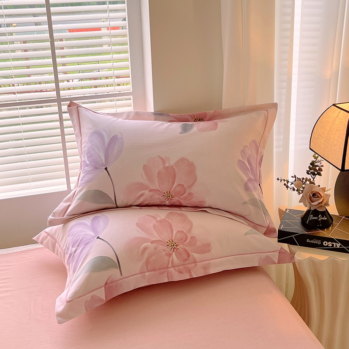 91家纺网 家纺一手货源 找家纺 威布斯家居 2025新款新疆棉全棉纯棉生态加厚磨毛四件套 茶言妙语-粉