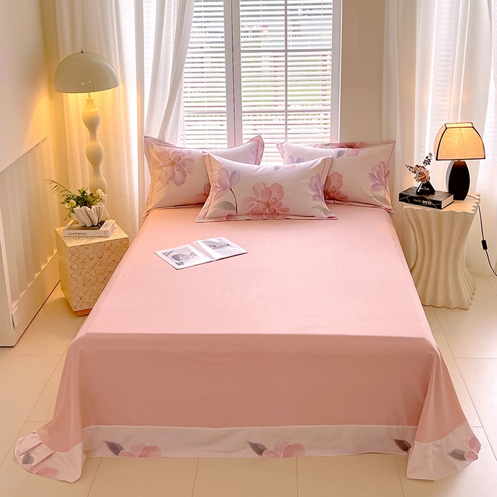 91家纺网 家纺一手货源 找家纺 威布斯家居 2025新款新疆棉全棉纯棉生态加厚磨毛四件套 茶言妙语-粉